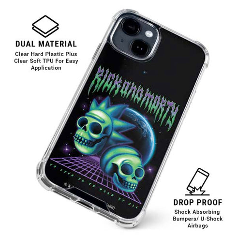 Adult Swim Rick and Morty Neon Skulls iPhone 15 Clear Case